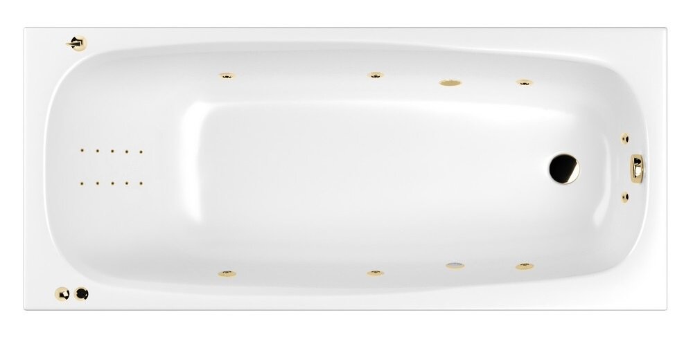 Изображение товара Ванна гидромассажная Whitecross Layla Slim 170 x 75 см, SMART NANO, золото, белый, 0122.170075.100.SMARTNANO.GL
