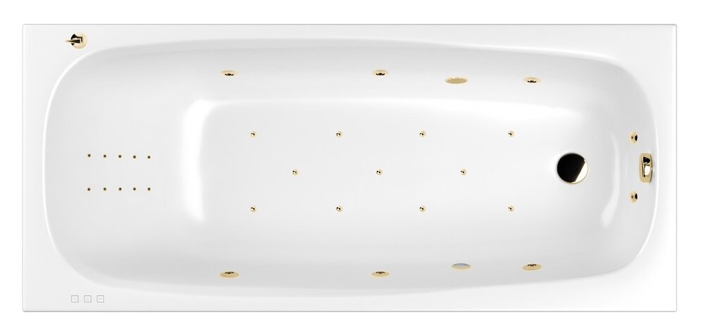 Изображение товара Гидромассажная ванна Whitecross Layla Slim 170x75 см ULTRA NANO белая-золотая