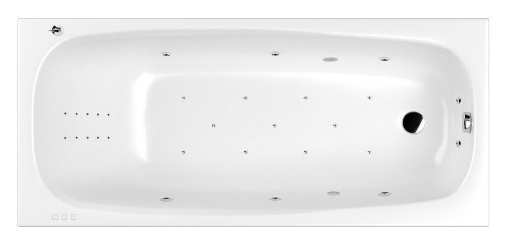 Изображение товара Гидромассажная ванна Whitecross Layla Slim 170x75 см, акрил, белая, с аэромассажем и хромотерапией