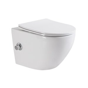 Изображение товара Унитаз подвесной BelBagno UNO, безободковый, с функцией биде и смесителем, сиденье soft close, белый, BB3105CHR-BS/SC