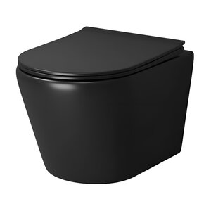 Изображение товара Подвесной унитаз Grossman Fly, безободковый, крышка тонкая микролифт, черный матовый, GR-4478BMS