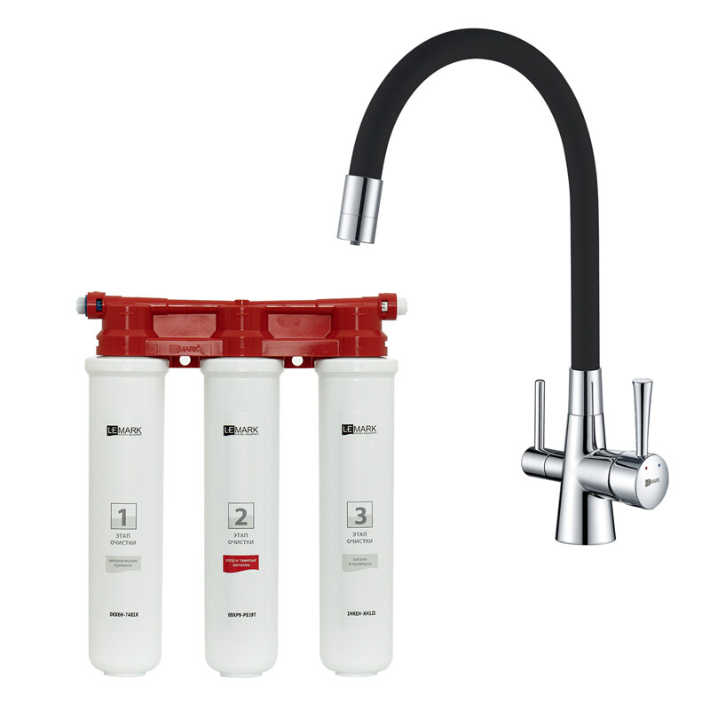 Изображение товара Комплект смеситель Lemark Comfort LM3075C085 и фильтр BASIC для кухни