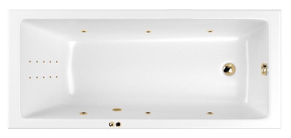 Изображение товара Гидромассажная ванна Whitecross Wave 160x70 см LINE NANO белая и золото