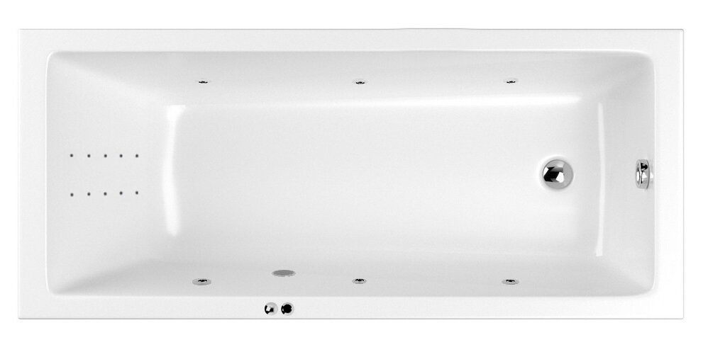 Изображение товара Ванна гидромассажная Whitecross Wave 160 x 70 см, LINE NANO, хром, белый, 0101.160070.100.LINENANO.CR