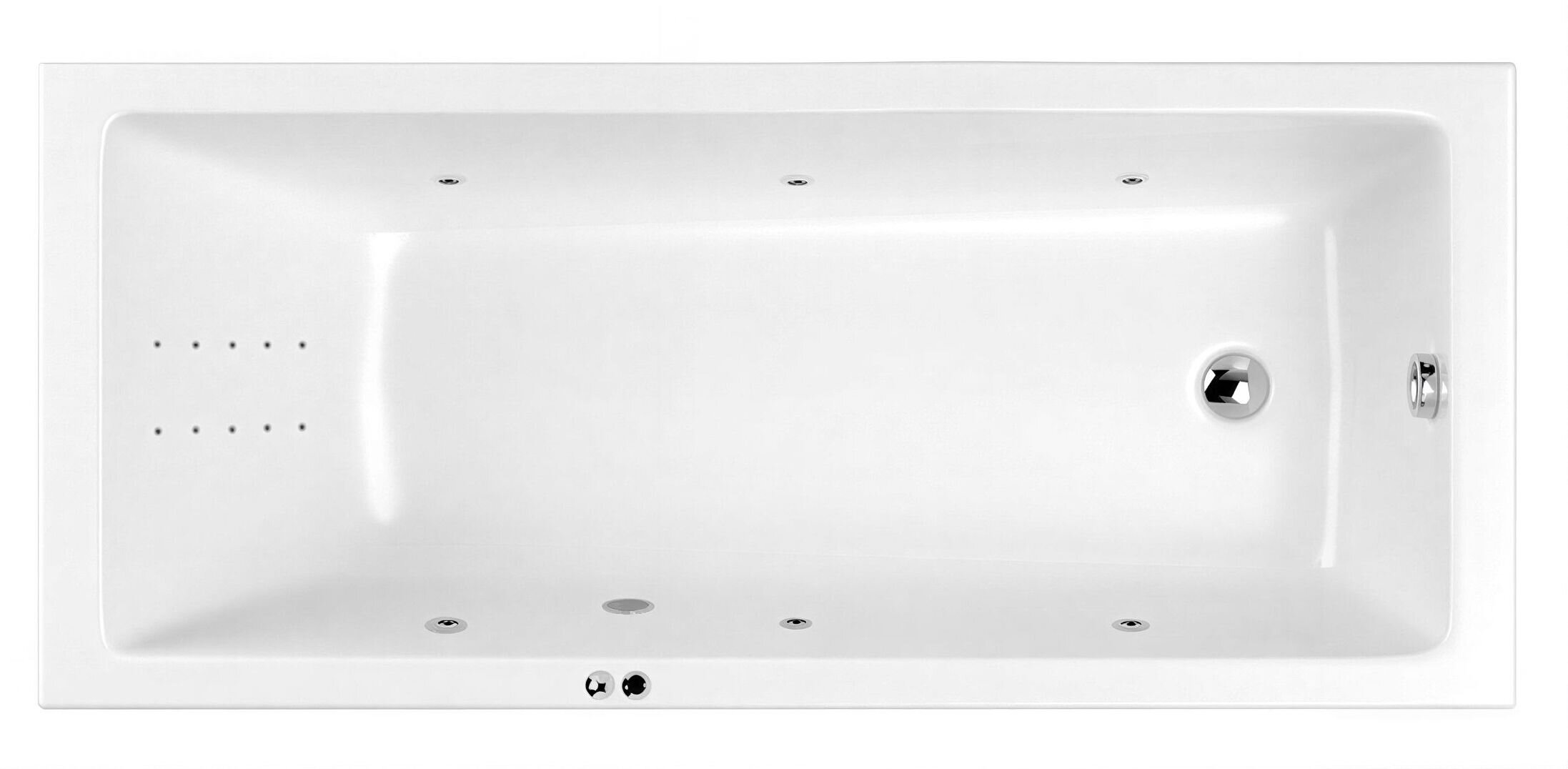 Изображение товара Ванна гидромассажная Whitecross Wave 160 x 70 см, LINE NANO, хром, белый, 0101.160070.100.LINENANO.CR