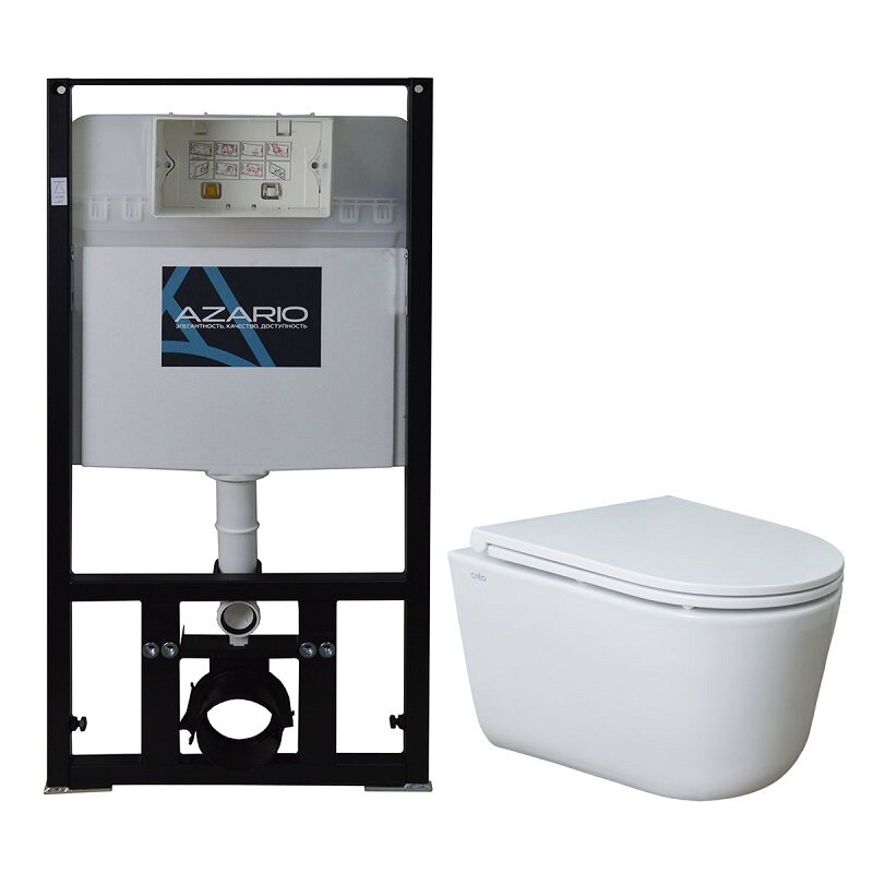Изображение товара Инсталляция Azario Tornado с безободковым унитазом Creo Ceramique LYon 2.0 и сиденьем микролифт