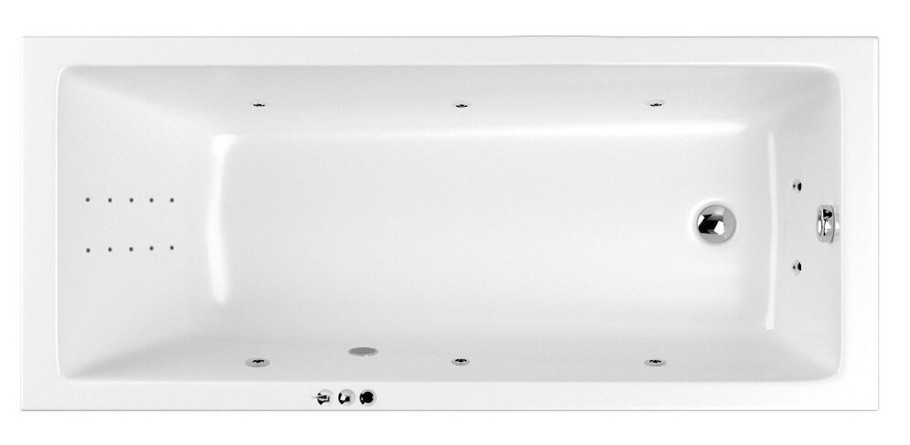 Изображение товара Ванна гидромассажная Whitecross Wave 160 x 80 см, SMART NANO, хром, белый, 0101.160080.100.SMARTNANO.CR