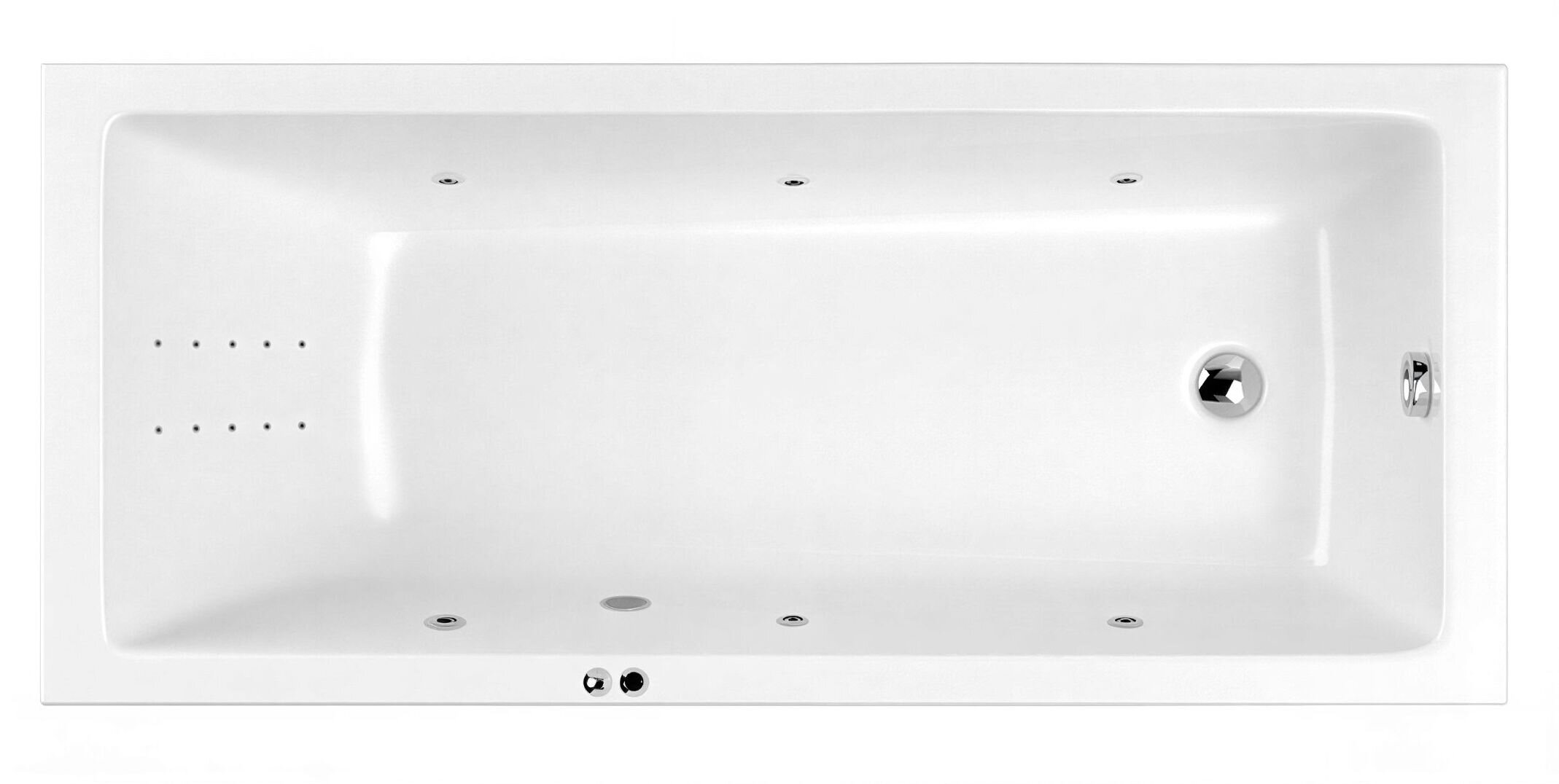 Изображение товара Ванна гидромассажная Whitecross Wave Slim 150 x 70 см, LINE NANO, хром, белый, 0111.150070.100.LINENANO.CR
