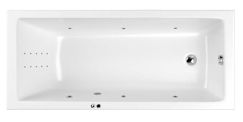 Изображение товара Ванна гидромассажная Whitecross Wave Slim 160 x 80 см, LINE NANO, хром, белый, 0111.160080.100.LINENANO.CR