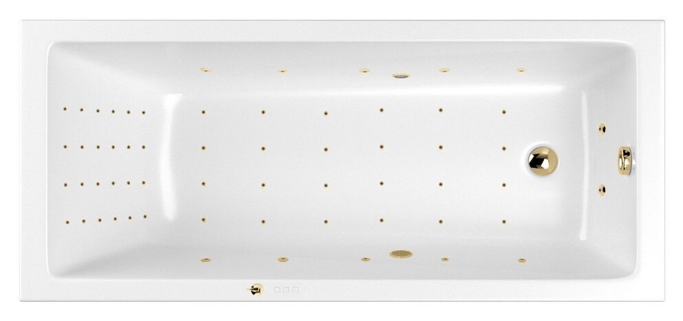 Изображение товара Ванна гидромассажная Whitecross Wave Slim 160 x 80 см, NANO, золото, белый, 0111.160080.100.NANO.GL