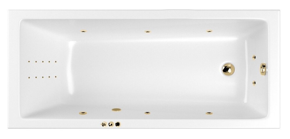 Изображение товара Гидромассажная ванна Whitecross Wave Slim 160x80 см белая и золотая