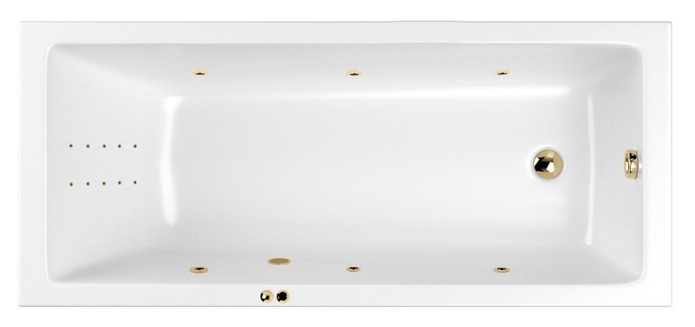 Изображение товара Гидромассажная ванна Whitecross Wave Slim 170x70 см LINE NANO акрил белая золото польша