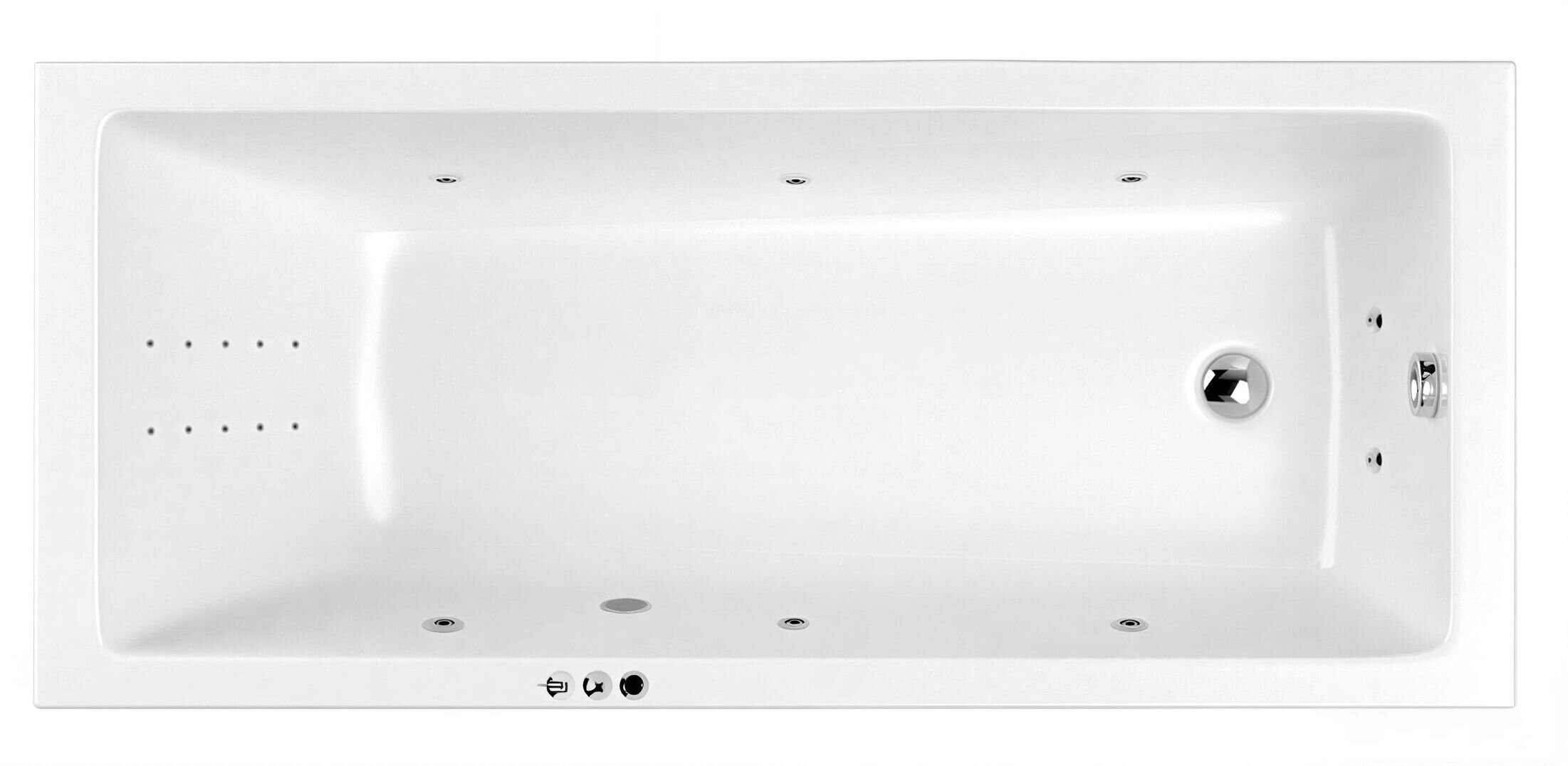 Изображение товара Ванна гидромассажная Whitecross Wave Slim 170 x 75 см, SMART NANO, хром, белый, 0111.170075.100.SMARTNANO.CR