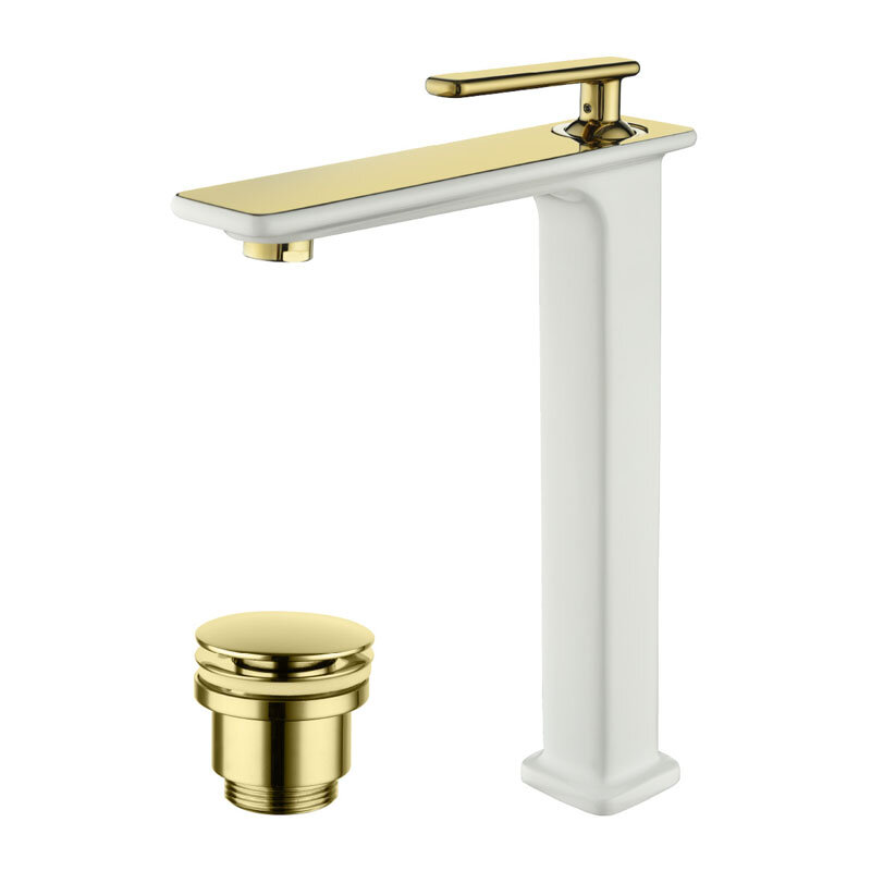 Изображение товара Смеситель Lemark Mista LM6409WG для раковины белый золото монтаж горизонтальный