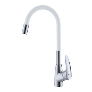 Изображение товара Смеситель Lemark Linara LM0415C-White для кухонной мойки, с гибким изливом, хром/белый