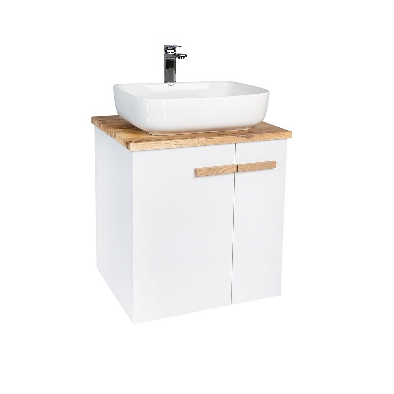 Изображение товара Тумба под раковину Viant Мюнхен 60 см, белая, подвесная с столешницей МДФ