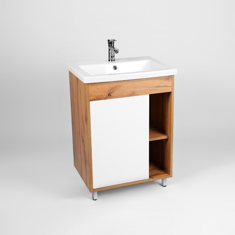 Изображение товара Тумба под раковину Viant Бостон 50 см напольная белая дуб вотан