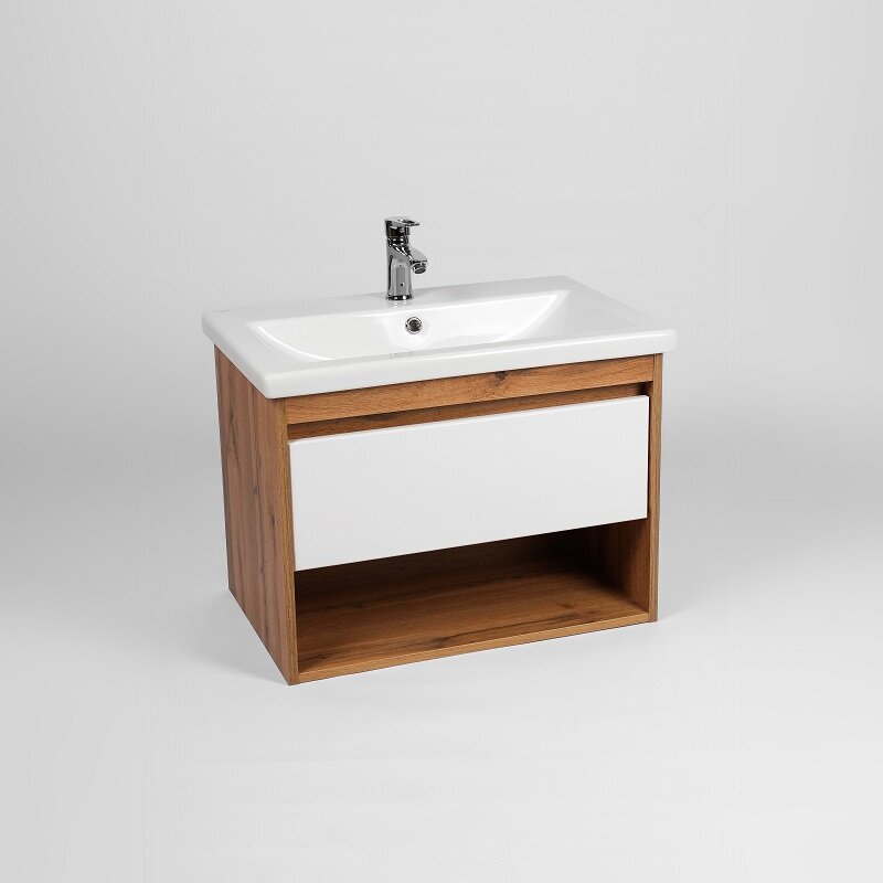Изображение товара Тумба под раковину Viant Бостон 70 см подвесная белый дуб вотан Изображение товара Тумба под раковину Viant Бостон 70 см подвесная белый дуб вотан