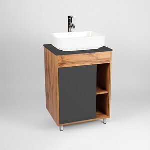 Изображение товара Тумба под раковину Viant Бостон 56 см напольная с столешницей цвет графит