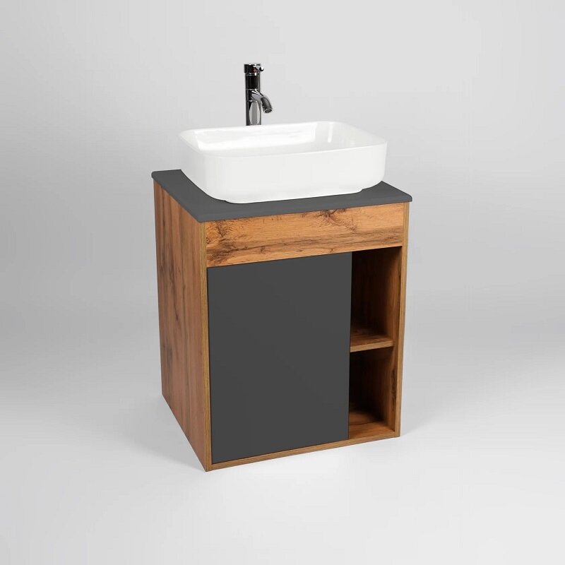 Изображение товара Тумба под раковину Viant Бостон 56 см подвесная с столешницей в стиле модерн