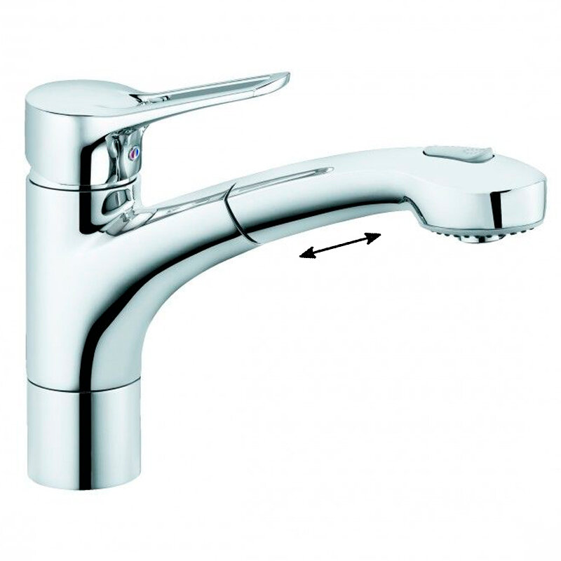 Изображение товара Современный выдвижной кухонный смеситель Kludi mx 399420562 с душем хром