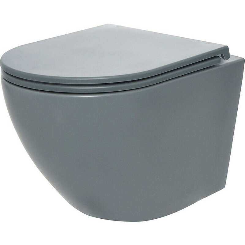 Изображение товара Унитаз Aquame безободковый, сиденье с микролифтом, цвет серый матовый
