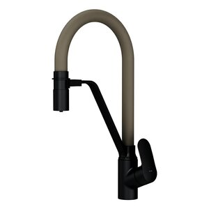 Изображение товара Смеситель Am.Pm Like F8007826 для кухни с каналом для питьевой воды и гибким изливом, черный, излив бежевый