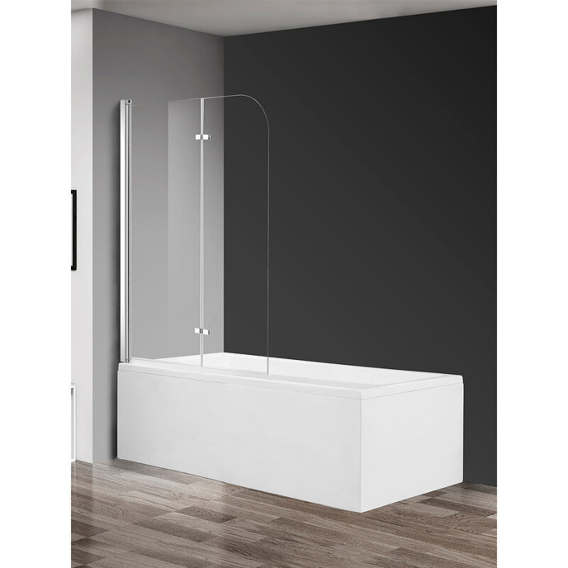 Изображение товара Шторка на ванну Aquame 120x140 см распашная прозрачная хром AQM2852B