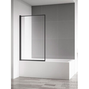 Изображение товара Шторка на ванну Aquame, 80 x 140 см, стекло прозрачное, левая/правая, цвет черный матовый, AQM2859-L/R