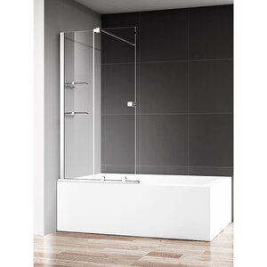 Изображение товара Шторка на ванну Aquame, 120 x 140 см, стекло прозрачное, цвет хром, AQM6601-2