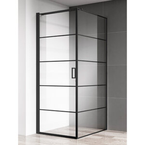 Изображение товара Душевой уголок Aquame, 80 х 80 см, стекло прозрачное c рисунком, профиль черный матовый, левый/правый, AQM5215-LH-8/AQM5215-RH-8