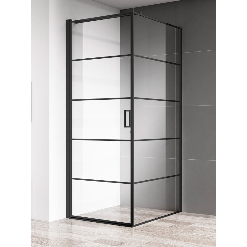 Изображение товара Душевой уголок Aquame 90x90 см стекло с рисунком черный профиль Италия
