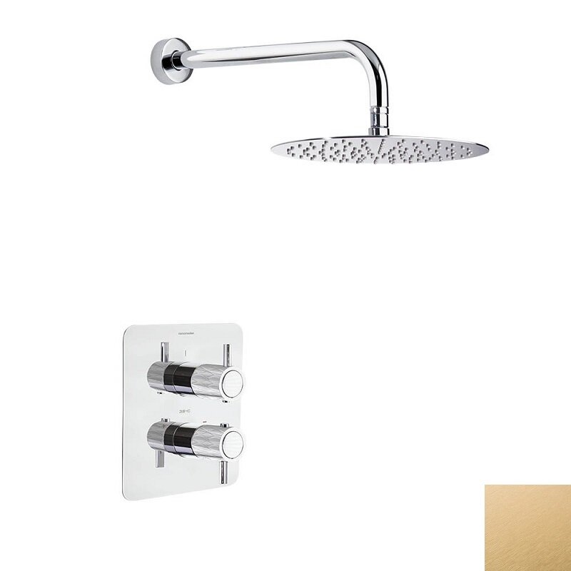 Изображение товара Душевая система Ramonsoler Odisea Joya K5924012OC, верхний круглый душ 25 см, термостатическая, цвет золото брашированное PVD