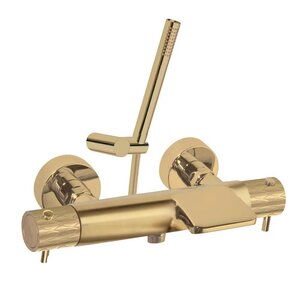 Изображение товара Смеситель для ванны и душа Ramonsoler Odisea Joya 593901DOC, с душевым гарнитуром и каскадным изливом, термостатический, цвет золото брашированное PVD