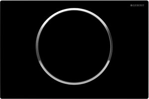 Изображение товара Клавиша Geberit Sigma Type 10 115.758.KM.5 , одинарный смыв, рамка-чер./кнопка-чер./кольцо-хр.глян