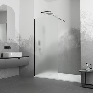 Изображение товара Душевая стенка RGW WA-010B Walk In, 110 см, стекло матовое сатинат, профиль черный, 351001011-24