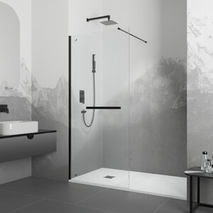 Изображение товара Душевая стенка RGW WA-041B Walk In 90 см стекло прозрачное черный профиль