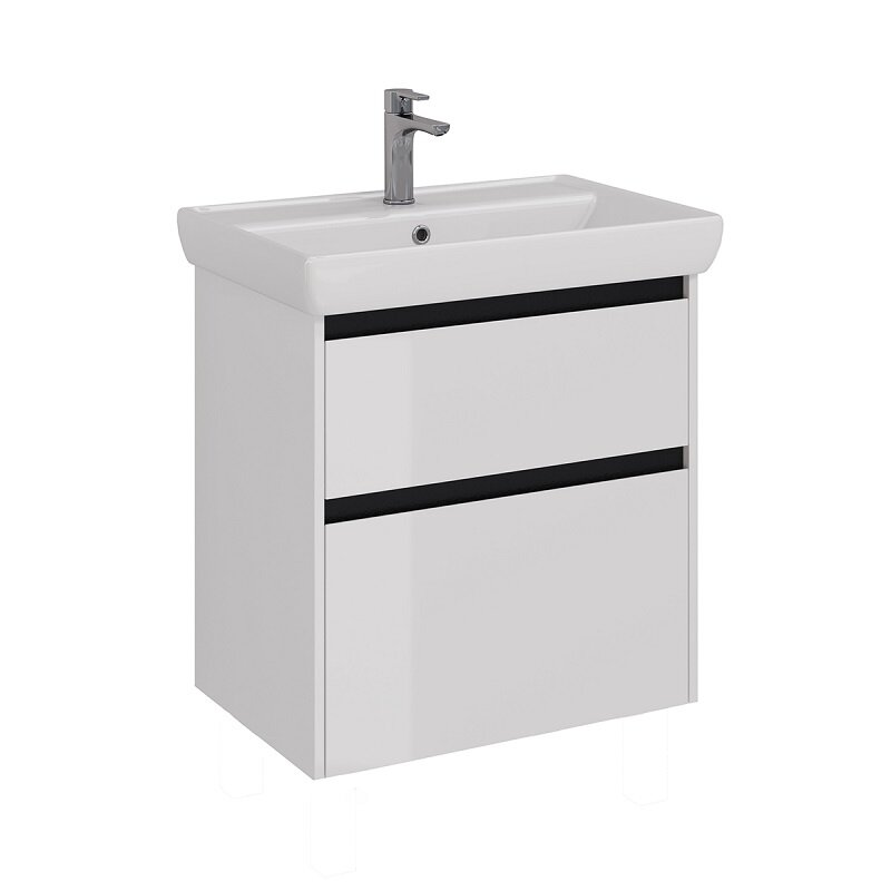 Изображение товара Тумба под раковину Lemark Combi 70 см подвесная или напольная белый глянец