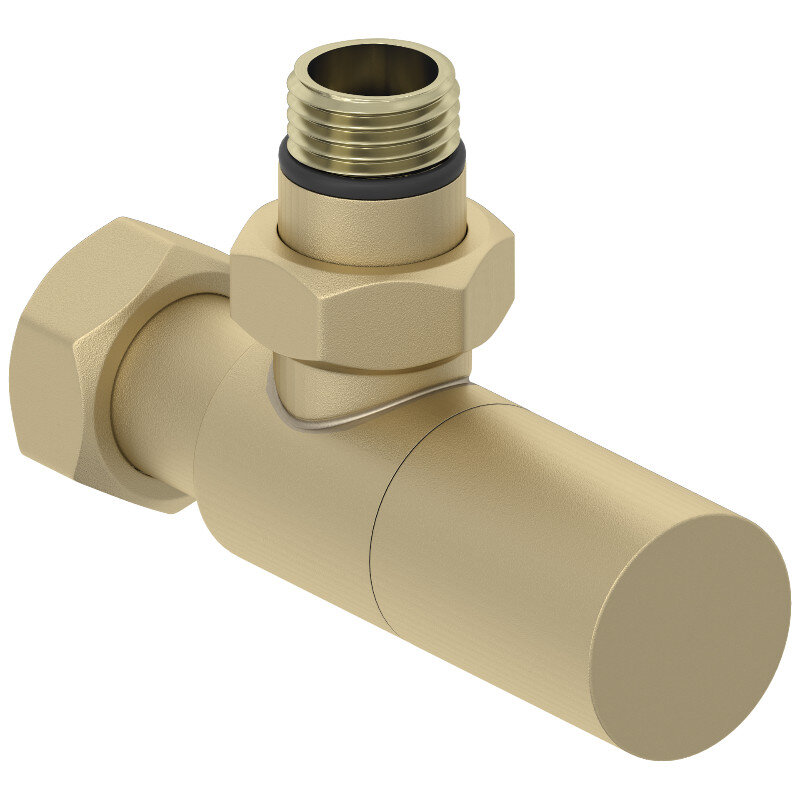 Изображение товара Вентиль угловой цилиндр Сунержа G1/2 G3/4 нержавейка матовая шампань