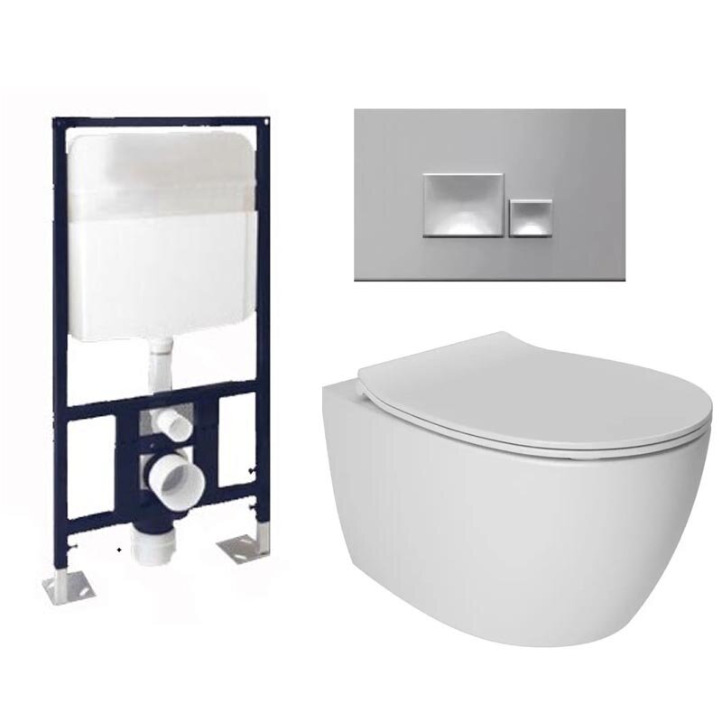 Изображение товара Инсталляция Isvea Axis 52AL0102I с безободковым унитазом Sentimenti Neo и панелью хром