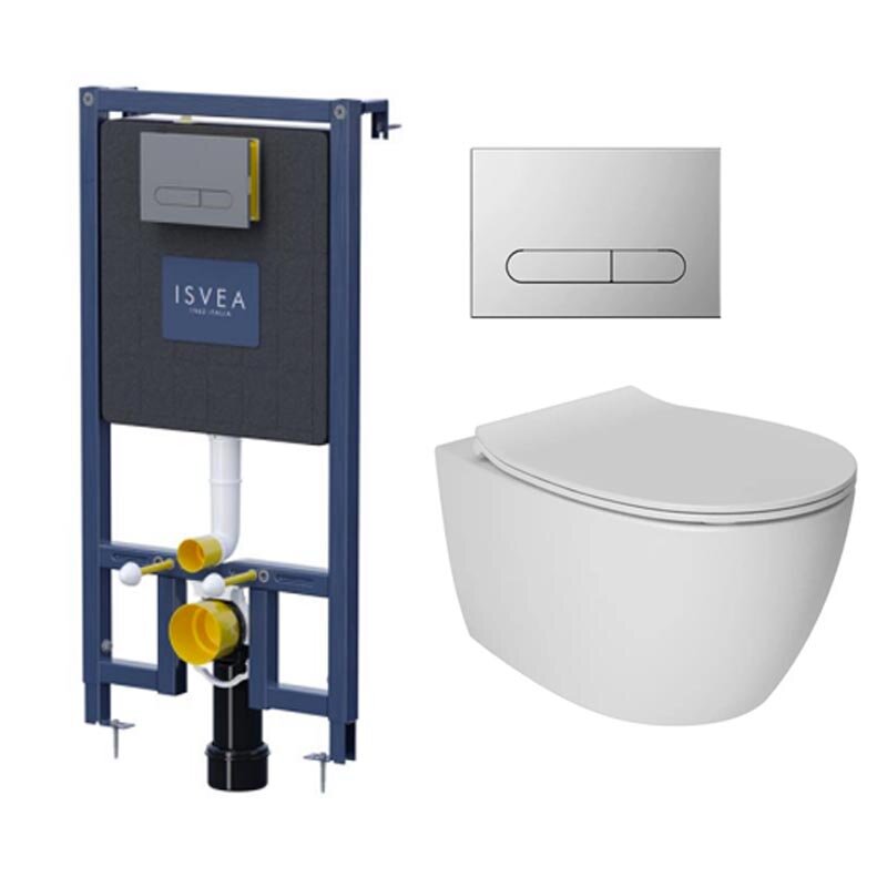 Изображение товара Инсталляция для унитаза Isvea Durezza с безободковым унитазом Isvea Sentimenti
