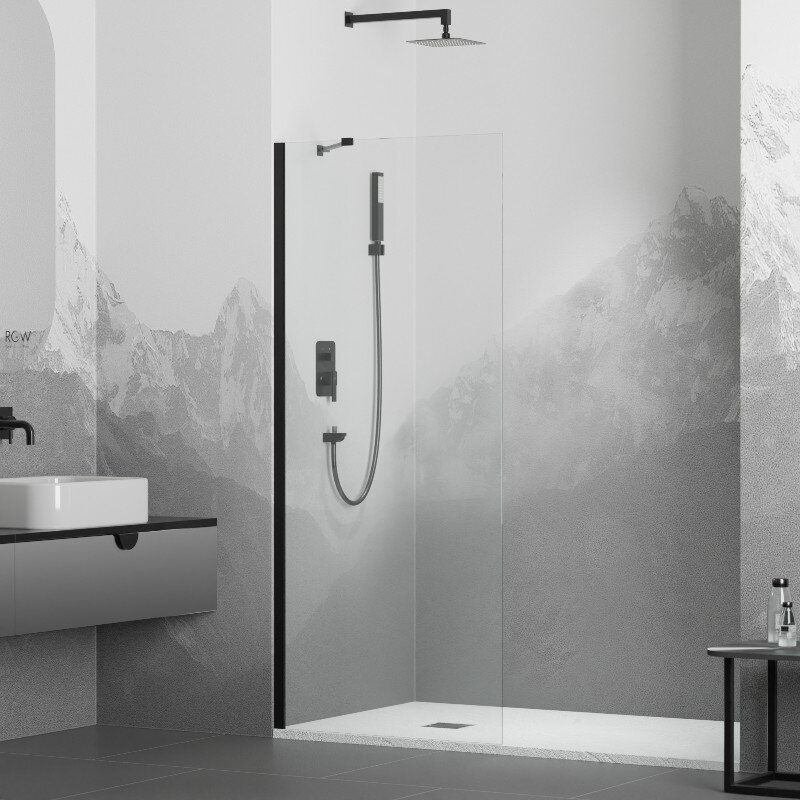 Изображение товара Душевая стенка RGW WA-110B Walk In без дверей 70 см стекло прозрачное черный профиль