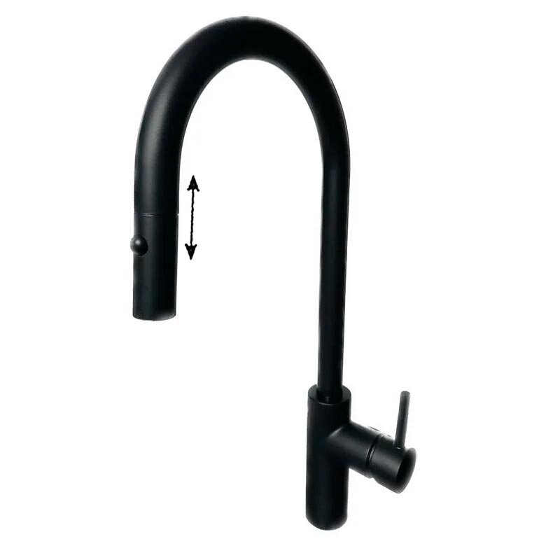 Изображение товара Смеситель кухонный с вытяжным изливом черный матовый QD Magistro LAB 8581610NO