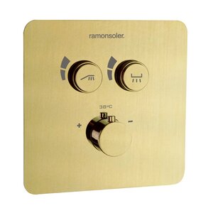 Изображение товара Смеситель для душа Ramonsoler Rs Smart 85T201SOC на 2 потребителя, термостатический, цвет золото брашированное PVD