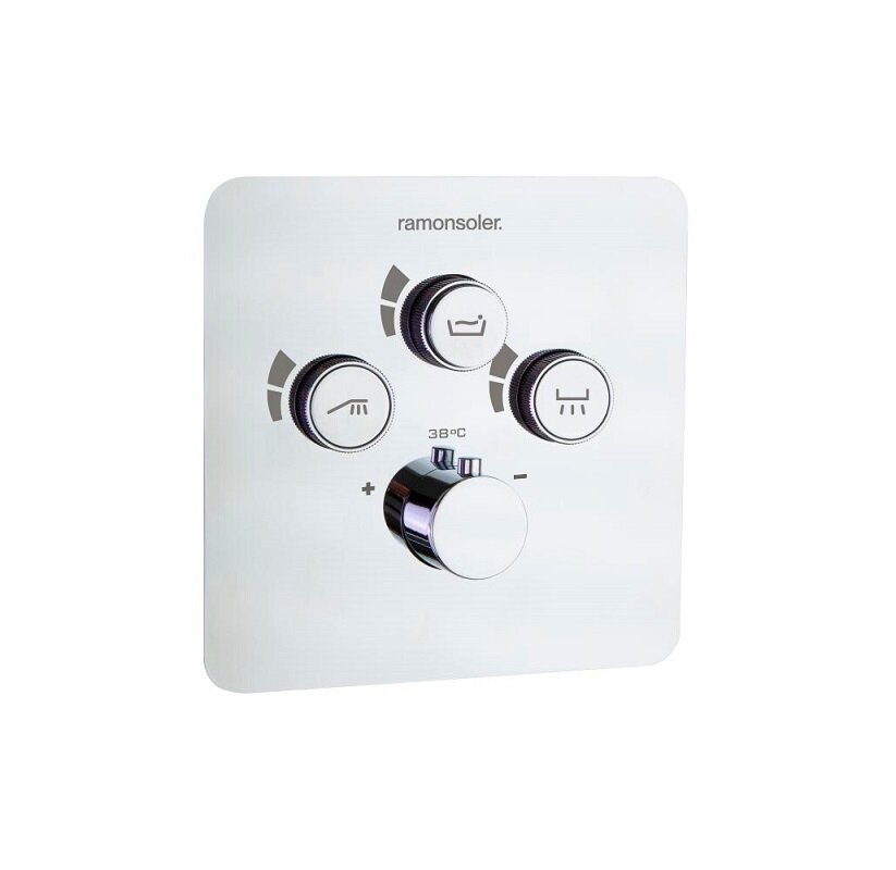 Изображение товара Смеситель для душа Ramonsoler Rs Smart 85T301S на 3 потребителя, термостатический, хром Изображение товара Смеситель для душа Ramonsoler Rs Smart 85T301S на 3 потребителя, термостатический, хром