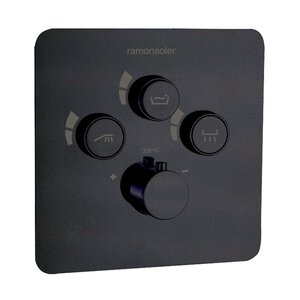 Изображение товара Смеситель для душа Ramonsoler Rs Smart 85T301SNM на 3 потребителя, термостатический, черный матовый