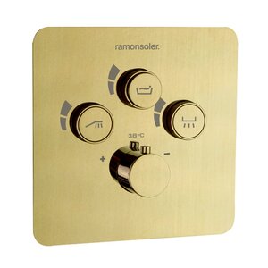 Изображение товара Смеситель для душа Ramonsoler Rs Smart 85T301SOC на 3 потребителя, термостатический, цвет золото брашированное PVD