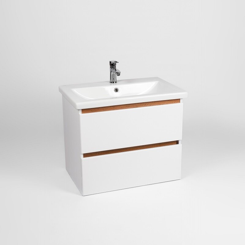 Изображение товара Тумба под раковину Viant Мальта 80 см подвесная белый дуб вотан мебель для ванной