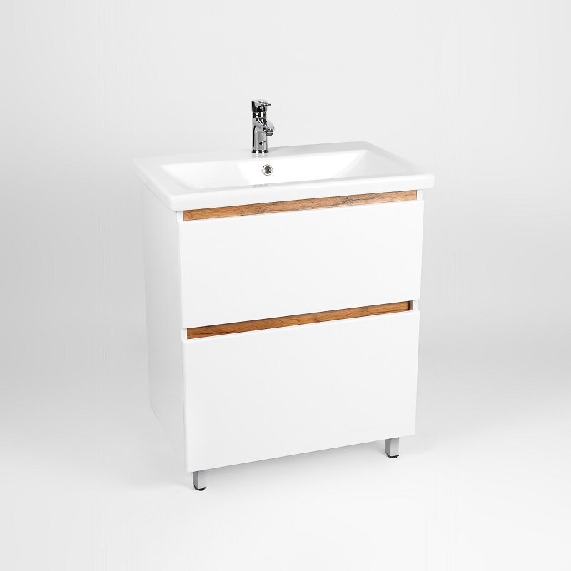 Изображение товара Тумба под раковину Viant Мальта 80 см напольная белая дуб Вотан