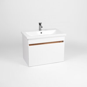 Изображение товара Тумба под раковину Viant Мальта 80 см подвесная белая дуб вотан